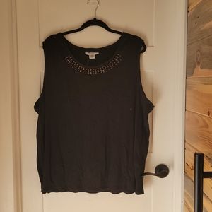 Black tank with bead work